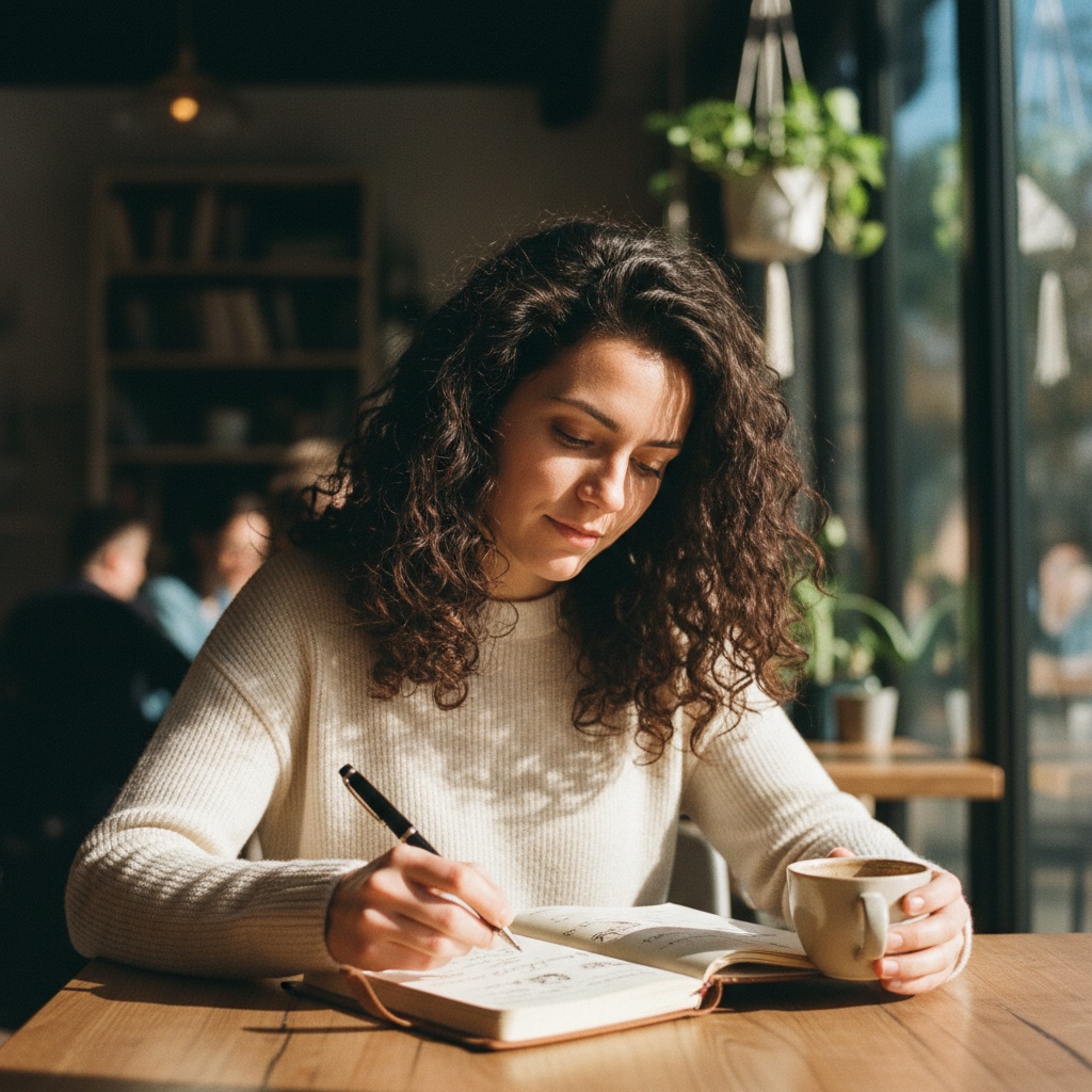 AI-generated portrait by Gemini Flash — natural skin, correct hand anatomy, absorbed expression