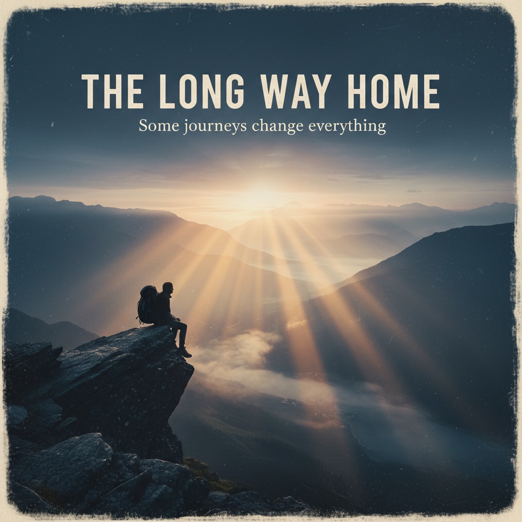 AI-generated movie poster by Gemini Flash with perfect THE LONG WAY HOME title and tagline